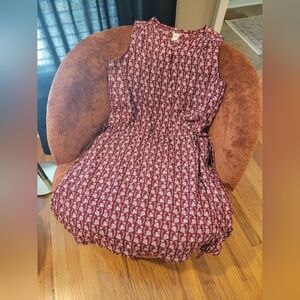 GAP Burgundy and White Patterned Sleeveless Dress